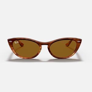 Rayna Nina Cat eye sunglasses brown polished striped Havana New
